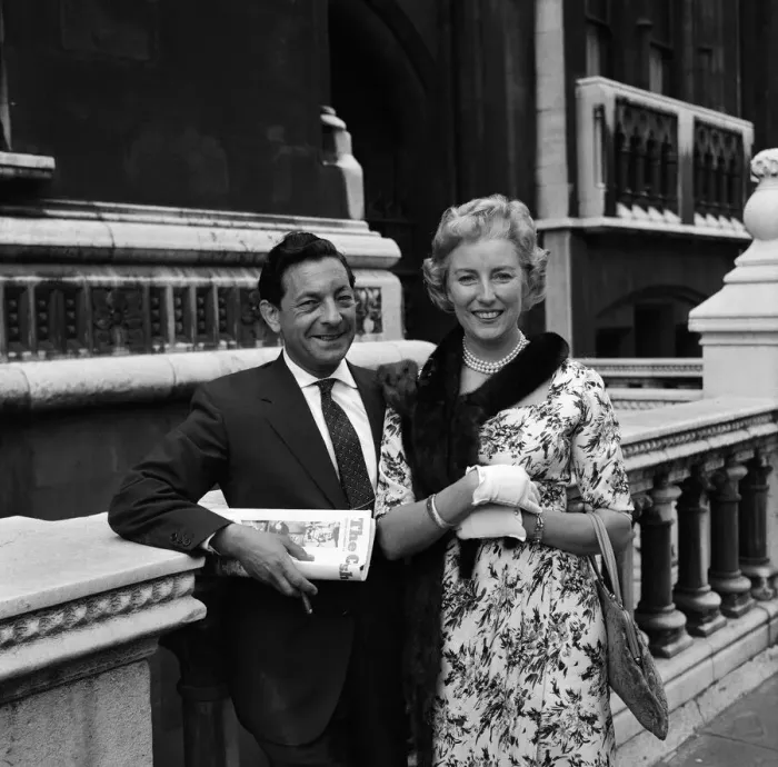 Framed Print : Vera Lynn and her husband Harry Lewis pictured after she was given judgement in a music