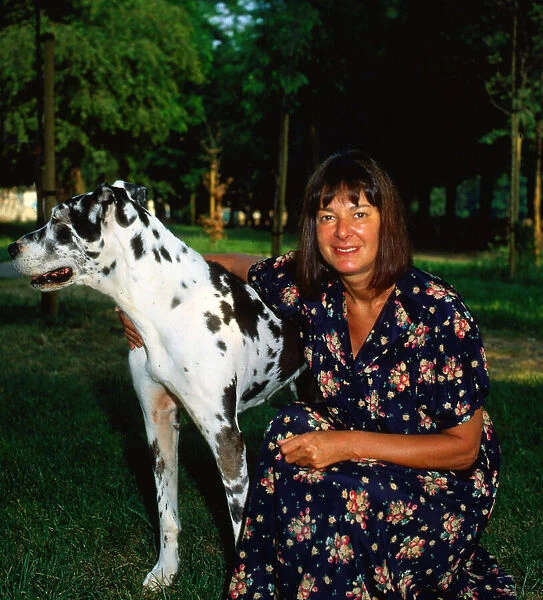Verity Lambert with her dog July 1984
