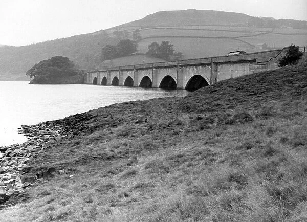 Viaduct on the Ladybower Reservoir on the snake road to Sheffield. 1965