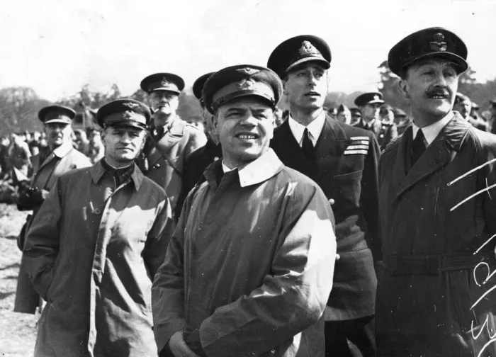 Framed Print : Vic-Admiral Lord Louis Mountbatten (standing at the back - 2nd from right in his uniform Framed Print : Vic-Admiral Lord Louis Mountbatten (standing at the back - 2nd from right in his uniform