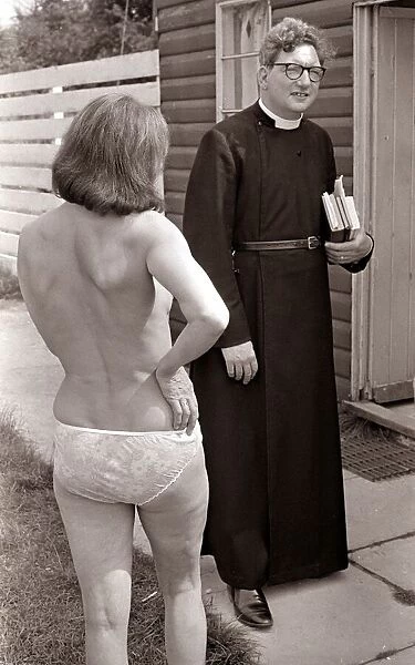 Vicar visits Nudist Camp - August 1969 Rev Peter Parkinson who was invited to take