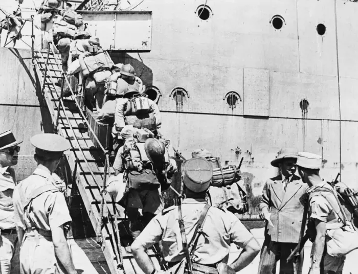 Framed Print : Vichy troops were repatriated from Syria at Beirut, and Australian troops lined Framed Print : Vichy troops were repatriated from Syria at Beirut, and Australian troops lined