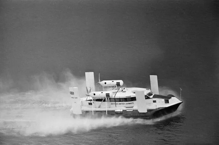 Framed Print : The Vickers Hovercraft has a trial run between Moreton, Wallasey, and Rhyl, North Wales