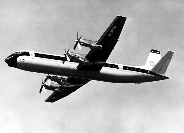 A Vickers Vanguard turboprop airliner in flight. 05  /  04  /  1960