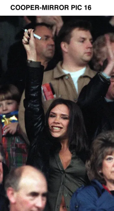Framed Print : Victoria Adams member of pop group the Spice Girls suddenly likes football as she visits Framed Print : Victoria Adams member of pop group the Spice Girls suddenly likes football as she visits