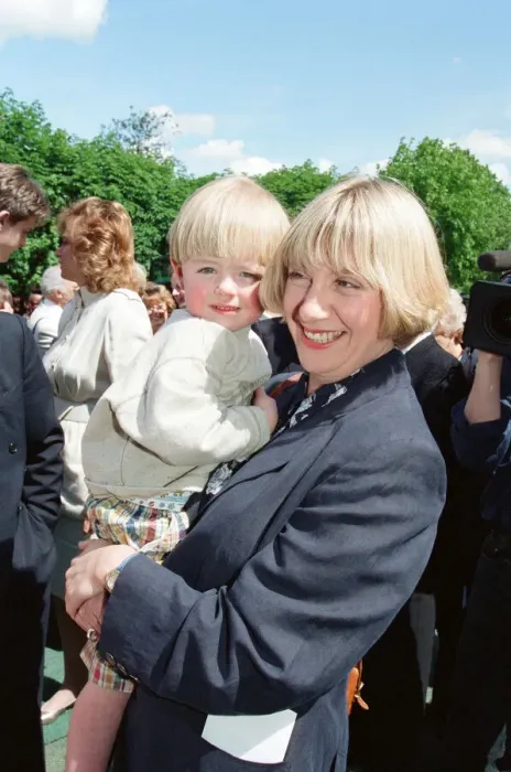 Framed Print : Victoria Wood pictured with her son Henry Durham at the unveiling of the Eric Morecambe Framed Print : Victoria Wood pictured with her son Henry Durham at the unveiling of the Eric Morecambe
