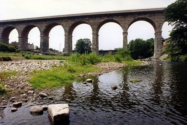 The Victorian railway Newton Cap viaduct at Bishop Auckland on 12th July 1995 which has
