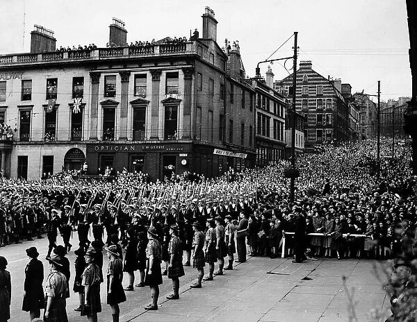 Victory Parade through George Square Glasgow at the end of World War Two June 1946