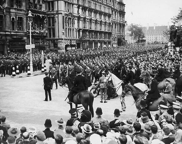 Victory Parade march through London after the Allied victory in World War Two