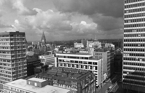 A view from the 12th floor of the Hotel Piccadilly looking out over Manchester Town Hall