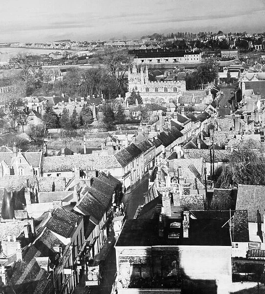 View of Basingstoke from the towers of the Town Hall. Circa 1935
