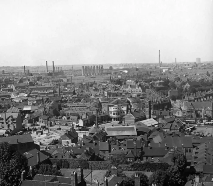 Framed Print : A view of Coventry City centre, which shows Trinity Street under construction circa 1936 Framed Print : A view of Coventry City centre, which shows Trinity Street under construction circa 1936