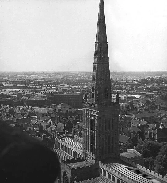 View of Coventry rooftops looking towards Radford as seen from the Cathedral spire