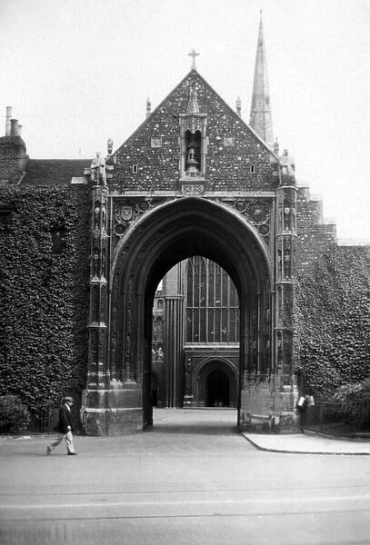 View of Erpingham Gate, Norwich Catherdral. Norfolk. Circa 1929. Tyrell Collection