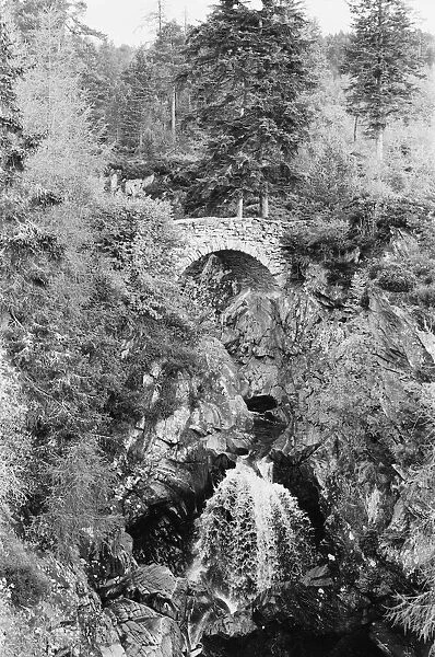 View of the falls of Bruar in Perthshire, Scotland. Circa 1960