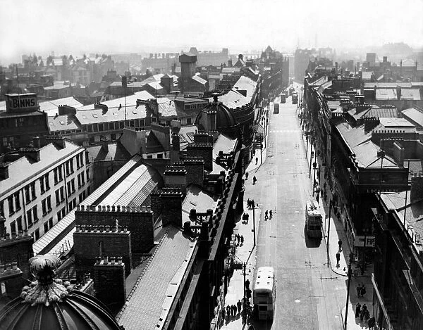 A view of Grainger Street, Newcastle, from the top of Greys Monument