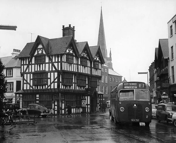 A view of High Town, Hereford, showing the Old House which was built in 1621