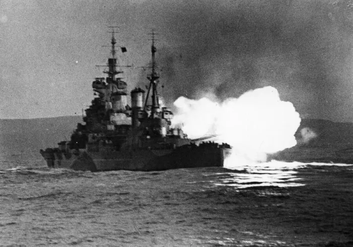 Framed Print : A view of HMS Howe firing her 14 inch guns near Scapa Flow Framed Print : A view of HMS Howe firing her 14 inch guns near Scapa Flow