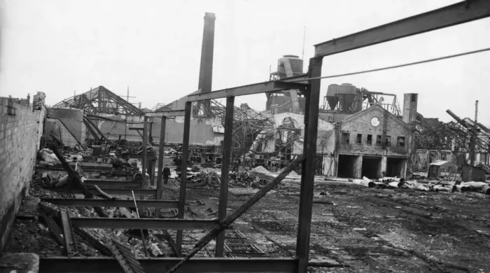Framed Print : View of Hollis Brothers factory in Hull which was bombed during the blitz of the city in Framed Print : View of Hollis Brothers factory in Hull which was bombed during the blitz of the city in