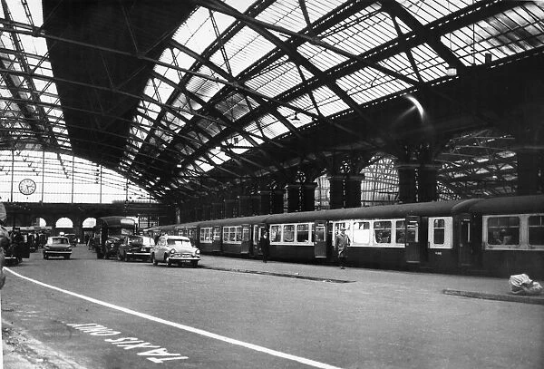 View inside Lime Street Railway Station in central Liverpool, showing the 2