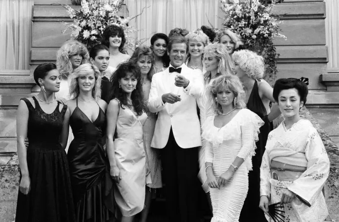 Framed Print : A View to a Kill 1984 James Bond film, Photocall outside The Chateau de Chantilly in Framed Print : A View to a Kill 1984 James Bond film, Photocall outside The Chateau de Chantilly in