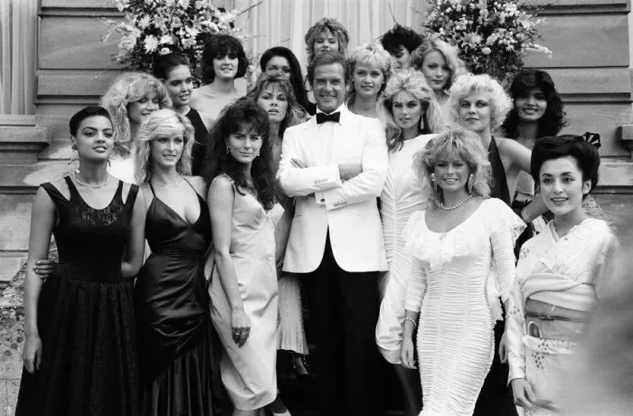Framed Print : A View to a Kill 1984 James Bond film, Photocall outside The Chateau de Chantilly in Framed Print : A View to a Kill 1984 James Bond film, Photocall outside The Chateau de Chantilly in