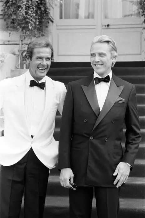 Framed Print : A View to a Kill 1984 James Bond film, Photocall outside The Chateau de Chantilly in Framed Print : A View to a Kill 1984 James Bond film, Photocall outside The Chateau de Chantilly in