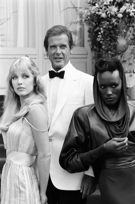 Framed Print : A View to a Kill 1984 James Bond film, Photocall outside The Chateau de Chantilly in Framed Print : A View to a Kill 1984 James Bond film, Photocall outside The Chateau de Chantilly in
