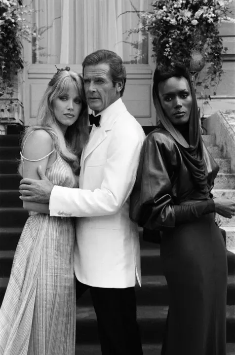 Framed Print : A View to a Kill 1984 James Bond film, Photocall outside The Chateau de Chantilly in Framed Print : A View to a Kill 1984 James Bond film, Photocall outside The Chateau de Chantilly in