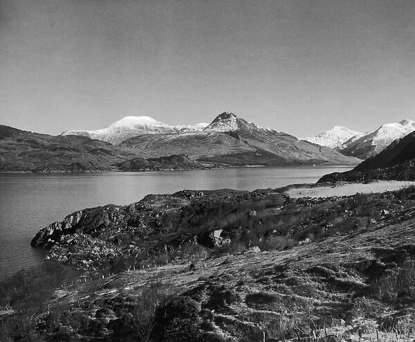 A view of the Knoydart Hills over Loch Nevis circa 1950