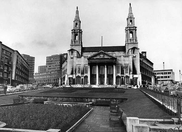 A front view of Leeds Civic Hall. 29th January 1969