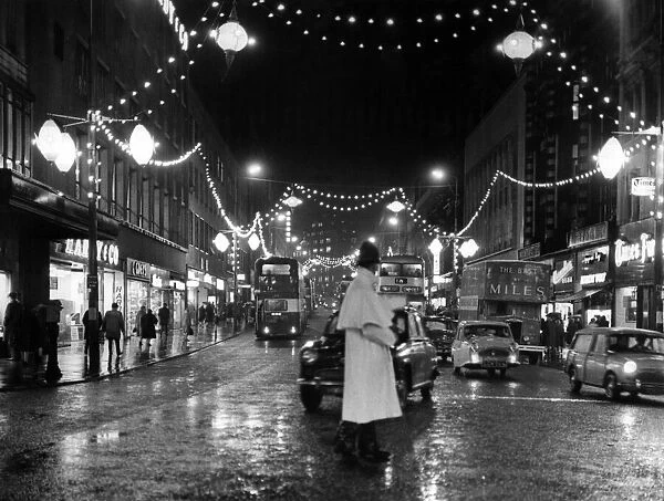 A view of the lights in Lord Street, looking towards Derby Square
