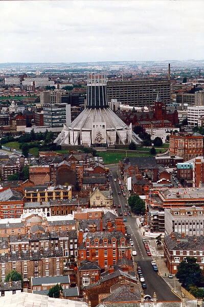 View of Liverpool Metropolitan Cathedral taken from the Anglican Cathedral