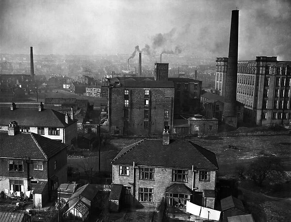 View looking over Middleton from the Manchester side. March 1953 P000003