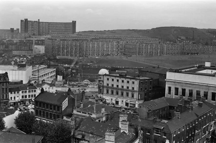 Framed Print : View of Park Hill flats, Sheffield, taken from the Town Hall. 21st August 1967 Framed Print : View of Park Hill flats, Sheffield, taken from the Town Hall. 21st August 1967