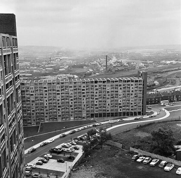 View of Park Hill flats, Sheffield. 2nd October 1967
