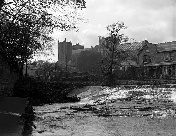 View of Ripon Cathedral from the River Ouse, North Yorkshire. 1932