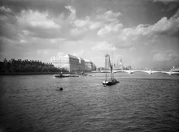 A view of the River Thames, London. October 1934