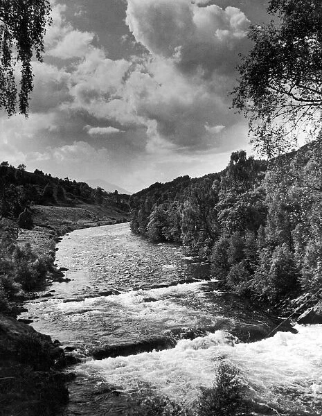 A view of the river Tummel before a dam was built, to trap water before it reaches
