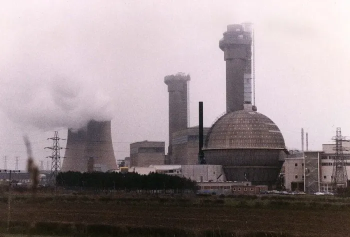 Framed Print : View of Sellafield Nuclear Power plant in Cumbria, Northern England April 1996