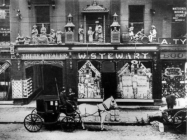 A view of the shop of W. Stewart, tea dealer, in Newcastle. c. 1900