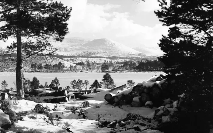 Framed Print : View showing Cairngorm mountain from Glen Mor Lodge in Invernesshire in the Highlands of