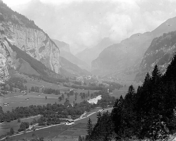 View showing the valley of Lauterbrunnen in Switzerland August 1929