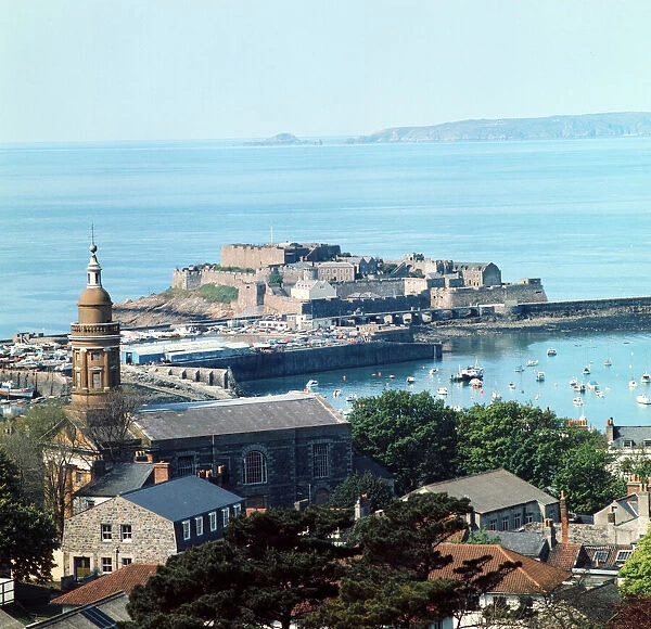 A view of St Peter port harbour on the island of Guernsey