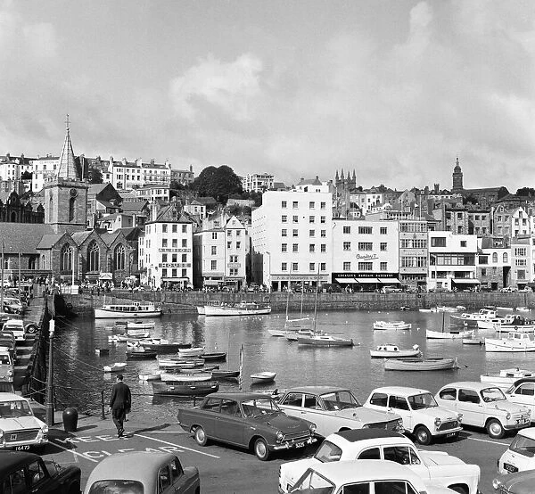 A view of St Peter port harbour on the island of Guernsey, Channel Islands