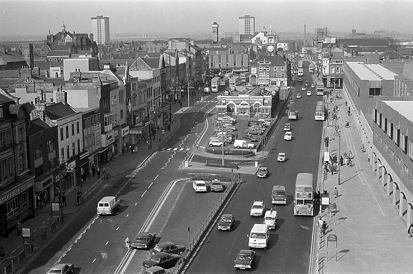 View of Stockton from the roof of the Swallow Hotel. 1973