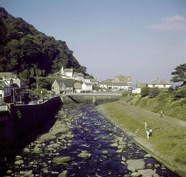View of the town of Lynmouth on the North Devon coast, showing the bridge crossing