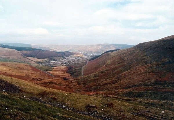 A view of Treorchy, Rhondda Cynon Taf, Rhondda Fawr Valley, Wales. February 1998