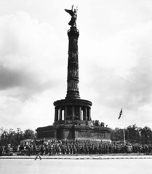View of the Victory Column in Berlin showing the British Flag flying