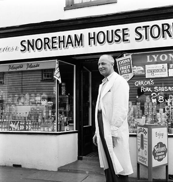 Views in the Essex village of Latchingdon. Mr Robert Boyce outside the village store